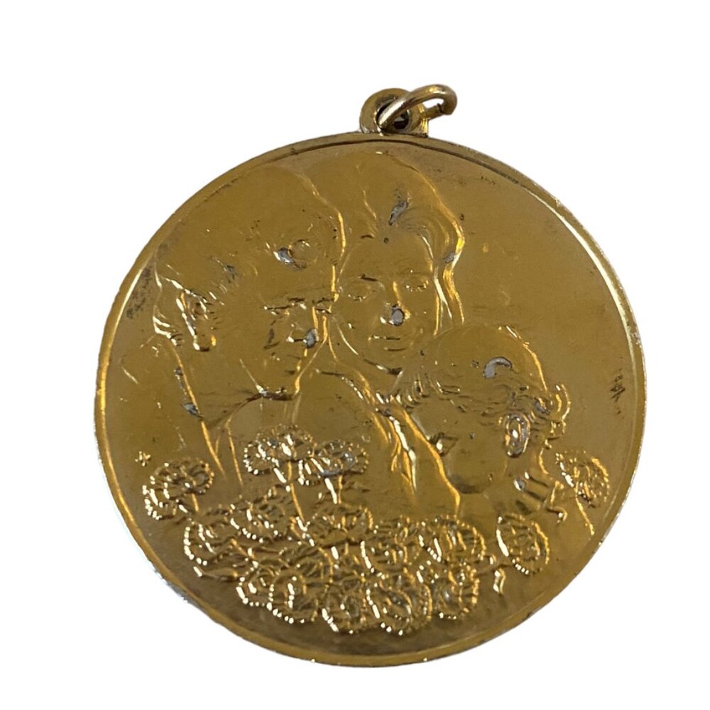 Mothers Day Sterling Silver solid Coin pendant 24K Gold Plated 1972